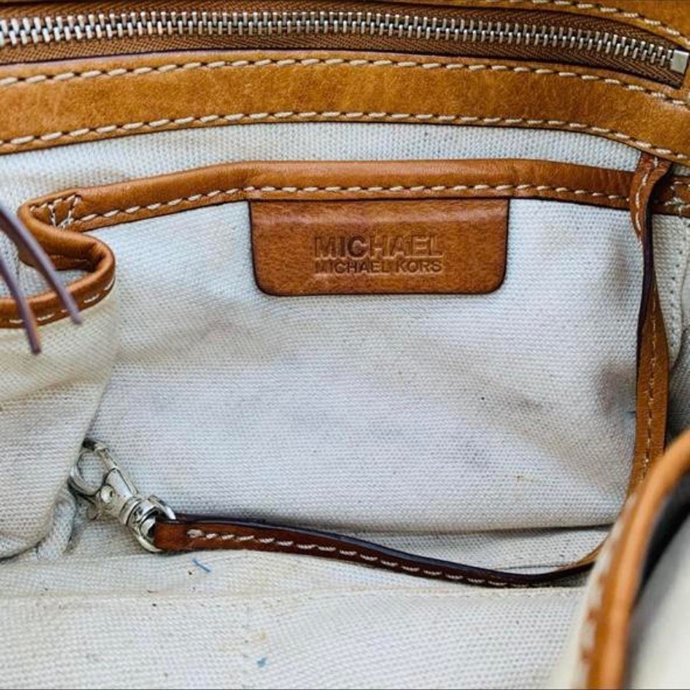 Vintage Michael Kors purse cognac-tan leather hobo bag - Picture 5 of 15